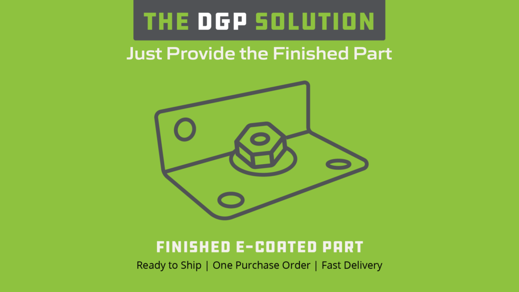 The DGP Solution graphic diagram explaining global component purchasing and finishing processes.